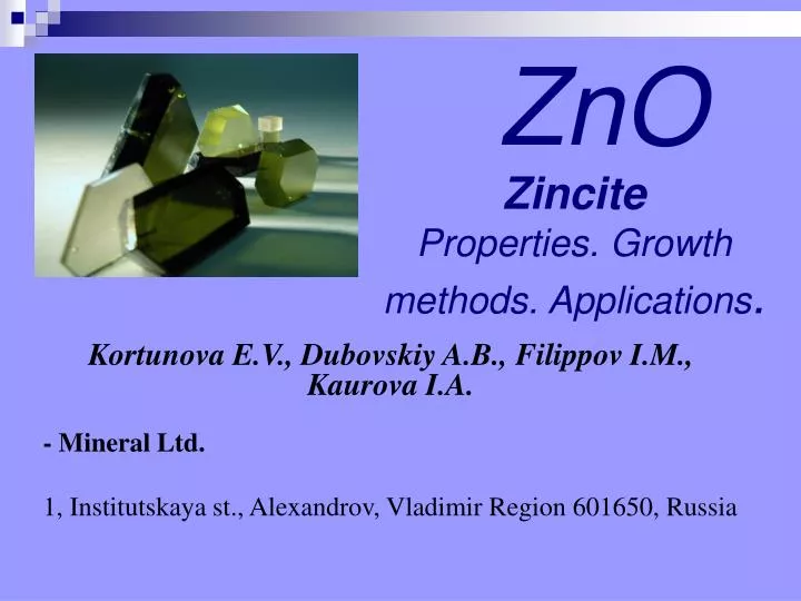 zincite properties growth methods applications