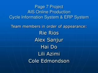 Page 7 Project AIS Online Production Cycle Information System &amp; ERP System