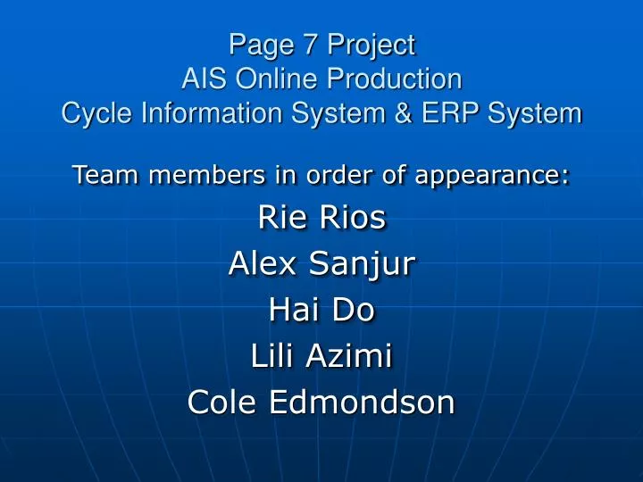 page 7 project ais online production cycle information system erp system