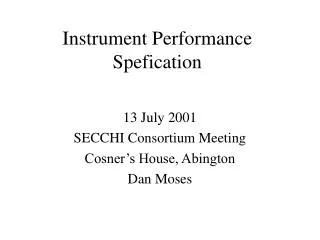 Instrument Performance Spefication