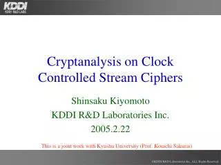 Cryptanalysis on Clock Controlled Stream Ciphers