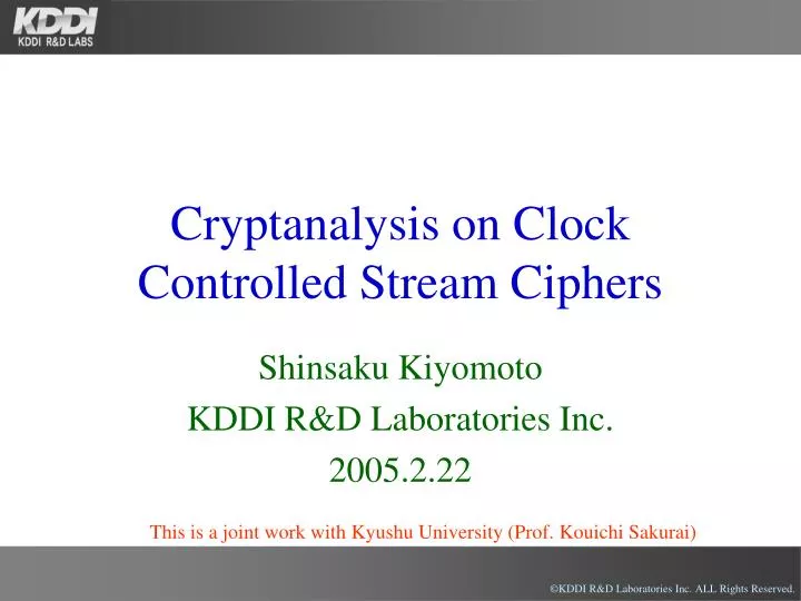 cryptanalysis on clock controlled stream ciphers