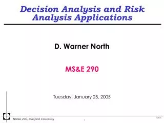 Decision Analysis and Risk Analysis Applications