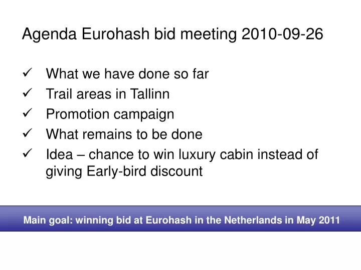 agenda eurohash bid meeting 2010 09 26