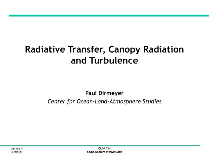 radiative transfer canopy radiation and turbulence
