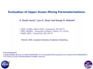 evaluation of upper ocean mixing parameterizations