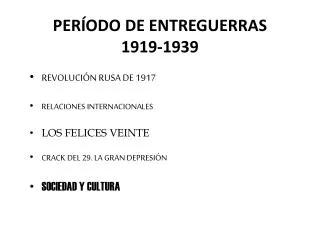 per odo de entreguerras 1919 1939