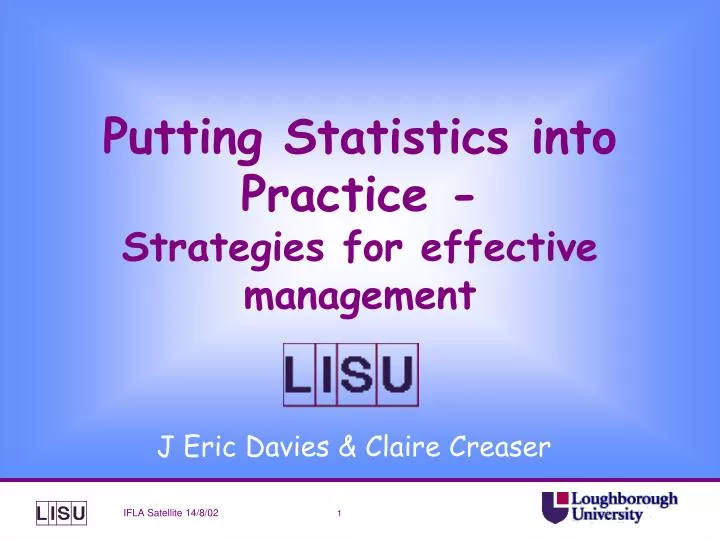 putting statistics into practice strategies for effective management