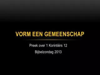 vorm een gemeenschap