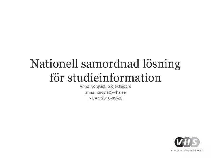nationell samordnad l sning f r studieinformation