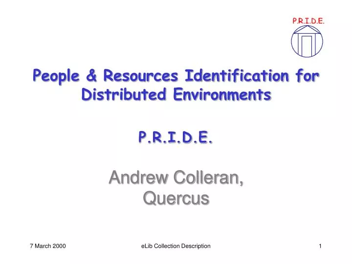 people resources identification for distributed environments p r i d e