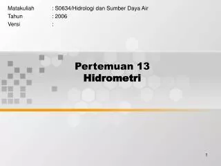 pertemuan 13 hidrometri