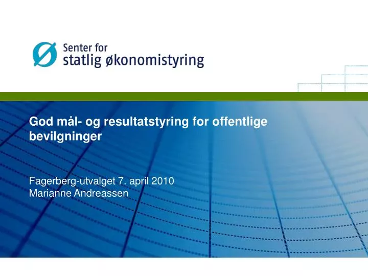 god m l og resultatstyring for offentlige bevilgninger