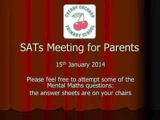 SATs Meeting for Parents