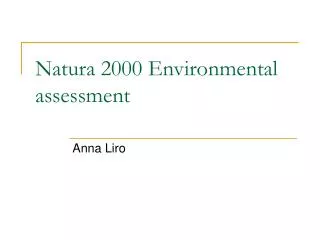 Natura 2000 Environmental assessment