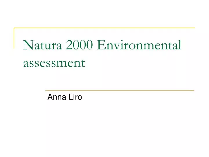 natura 2000 environmental assessment