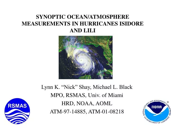synoptic ocean atmosphere measurements in hurricanes isidore and lili