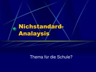 nichstandard analaysis