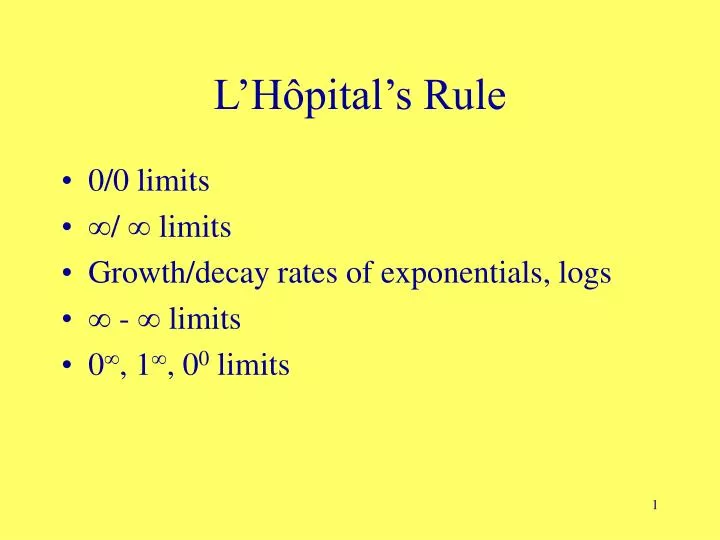 l h pital s rule