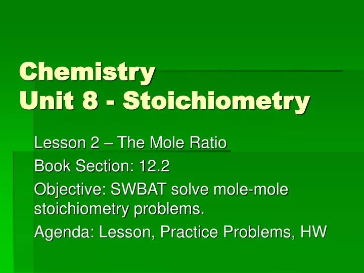 chemistry unit 8 stoichiometry