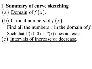1. Summary of curve sketching