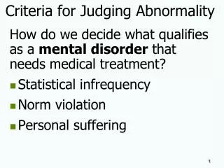 Criteria for Judging Abnormality