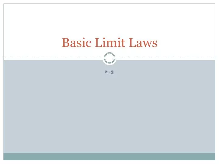 basic limit laws