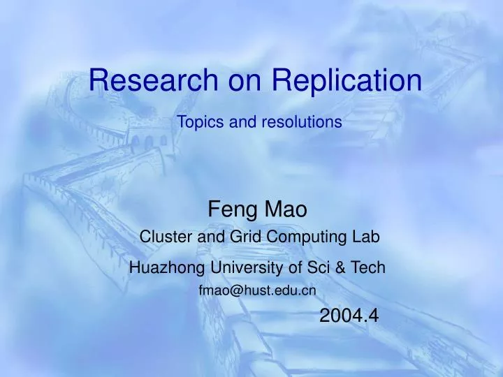 research on replication topics and resolutions