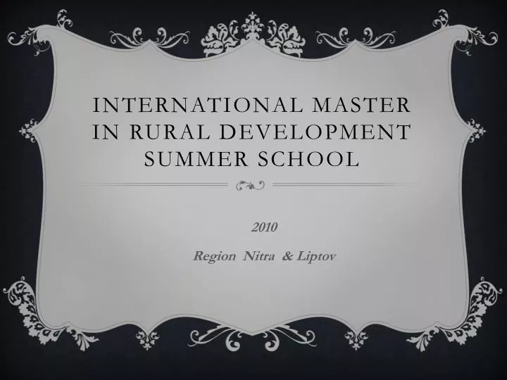 international master in rural development summer school