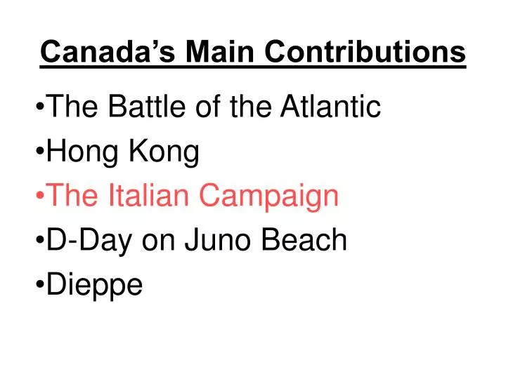 canada s main contributions