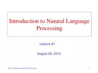 Introduction to Natural Language Processing