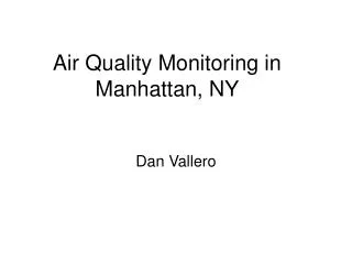 Air Quality Monitoring in Manhattan, NY