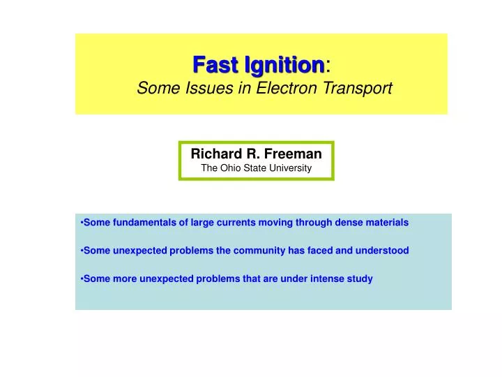 fast ignition some issues in electron transport