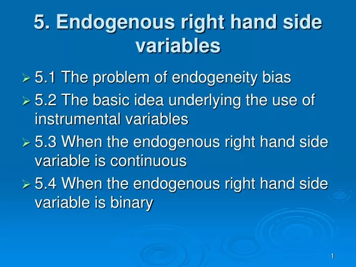 5 endogenous right hand side variables