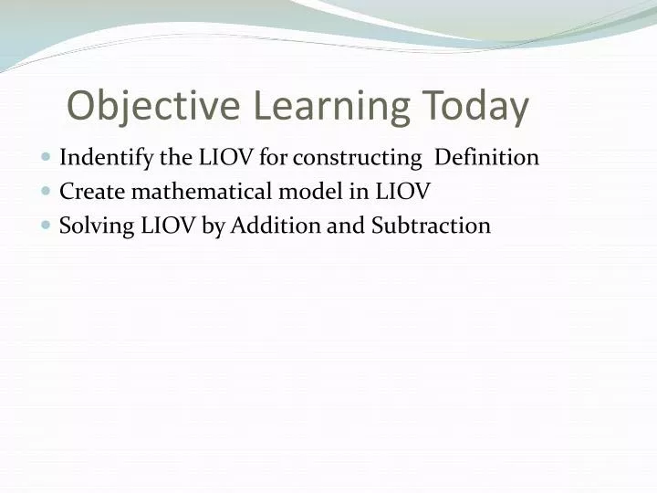 objective learning today