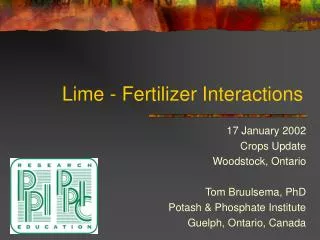 Lime - Fertilizer Interactions