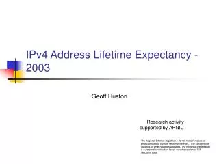 IPv4 Address Lifetime Expectancy - 2003