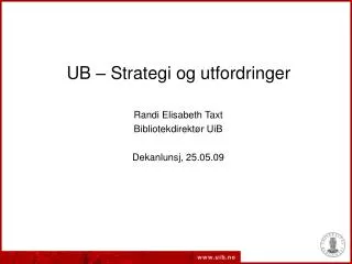ub strategi og utfordringer