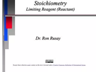 Stoichiometry Limiting Reagent (Reactant)