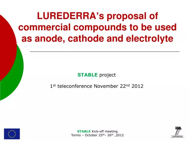 lurederra s proposal of commercial compounds to be used as anode cathode and electrolyte