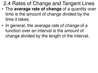 2.4 Rates of Change and Tangent Lines