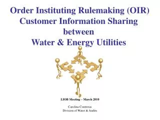Order Instituting Rulemaking (OIR) Customer Information Sharing between Water &amp; Energy Utilities