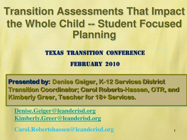 transition assessments that impact the whole child student focused planning