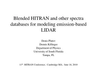 Blended HITRAN and other spectra databases for modeling emission-based LIDAR