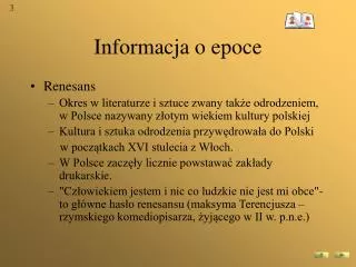 informacja o epoce