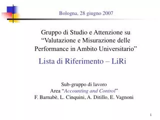 lista di riferimento liri