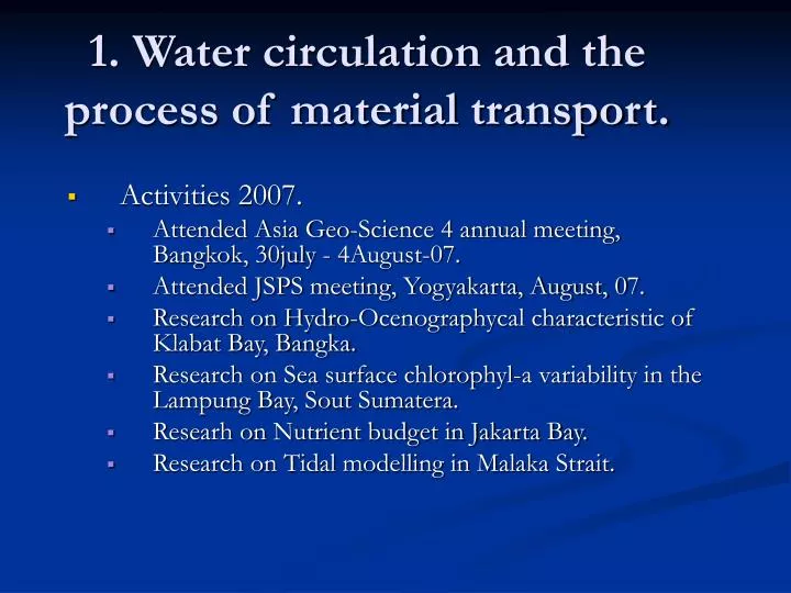 1 water circulation and the process of material transport