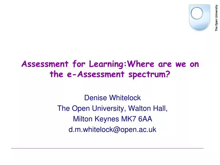 assessment for learning where are we on the e assessment spectrum
