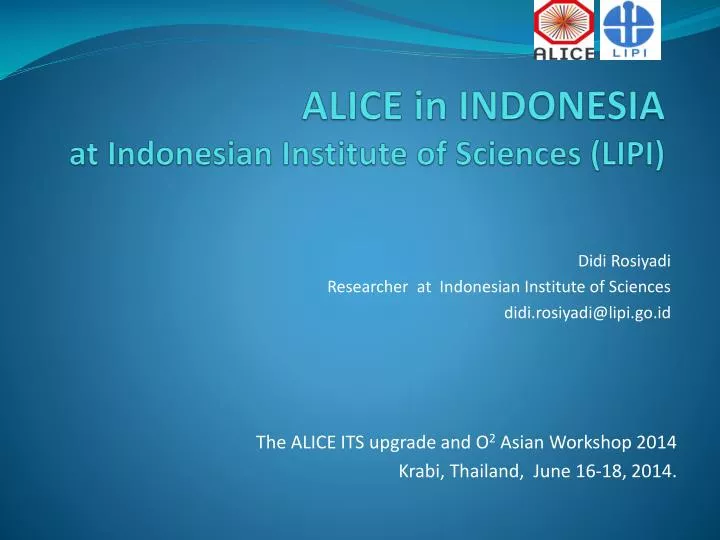 alice in indonesia at indonesian institute of sciences lipi