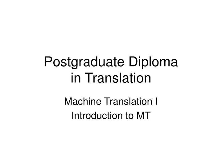 postgraduate diploma in translation